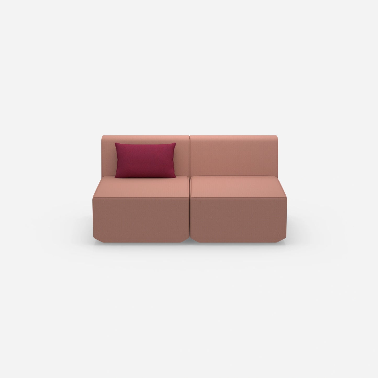 2 seater sofa pink from the front