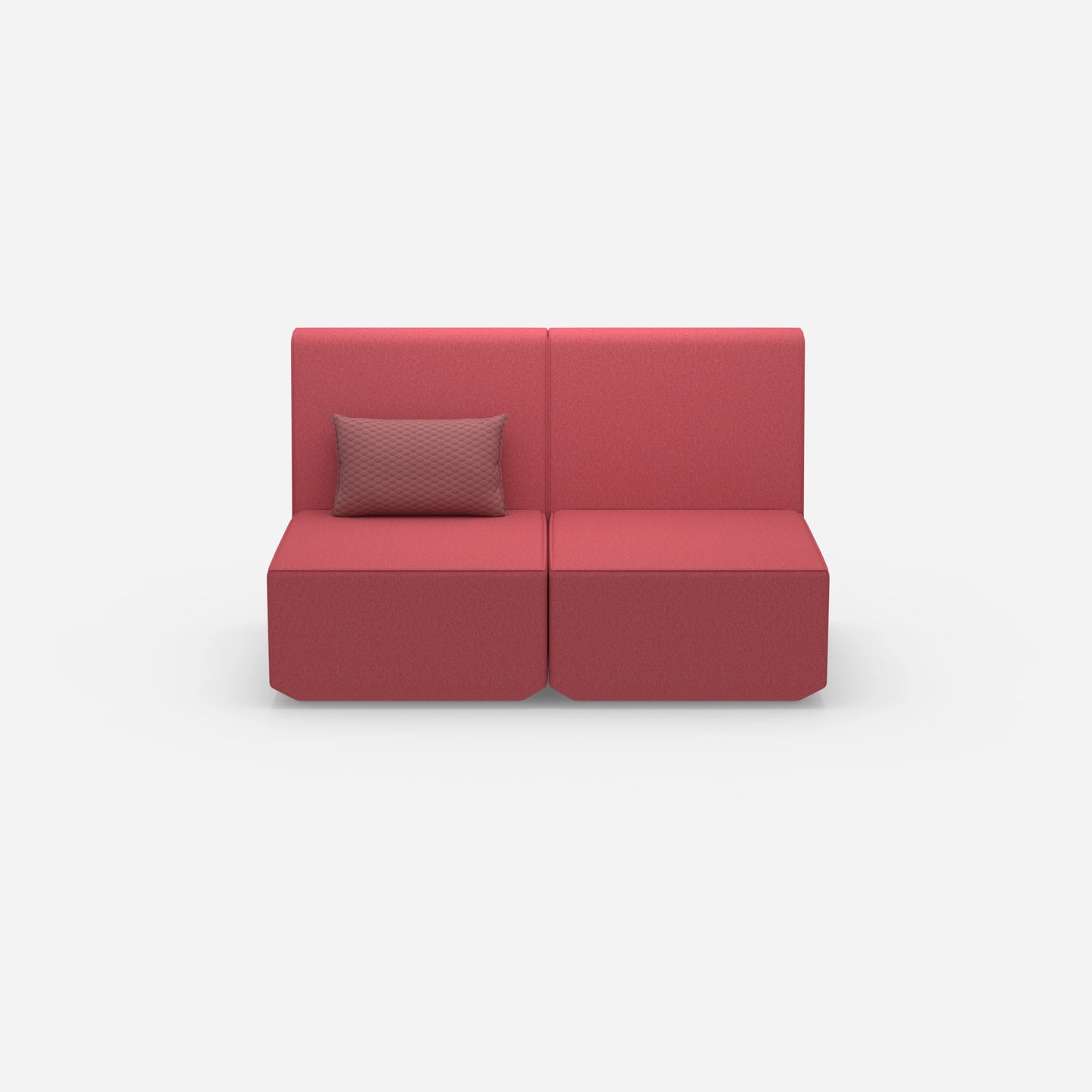 2-seater sofa pink with high back from the front