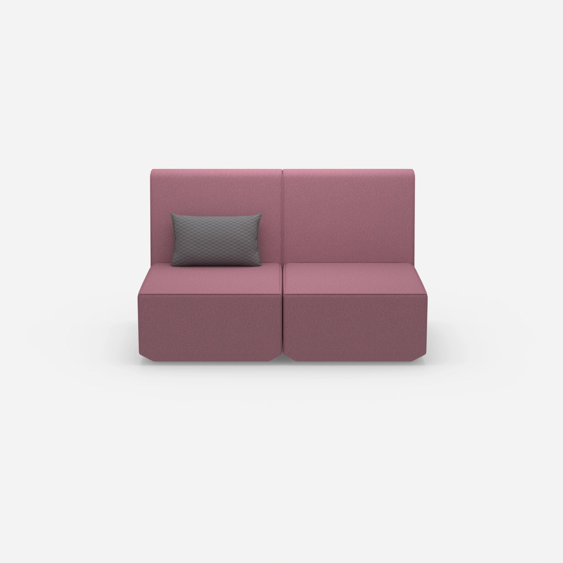 2-seater sofa pink with high back from the front