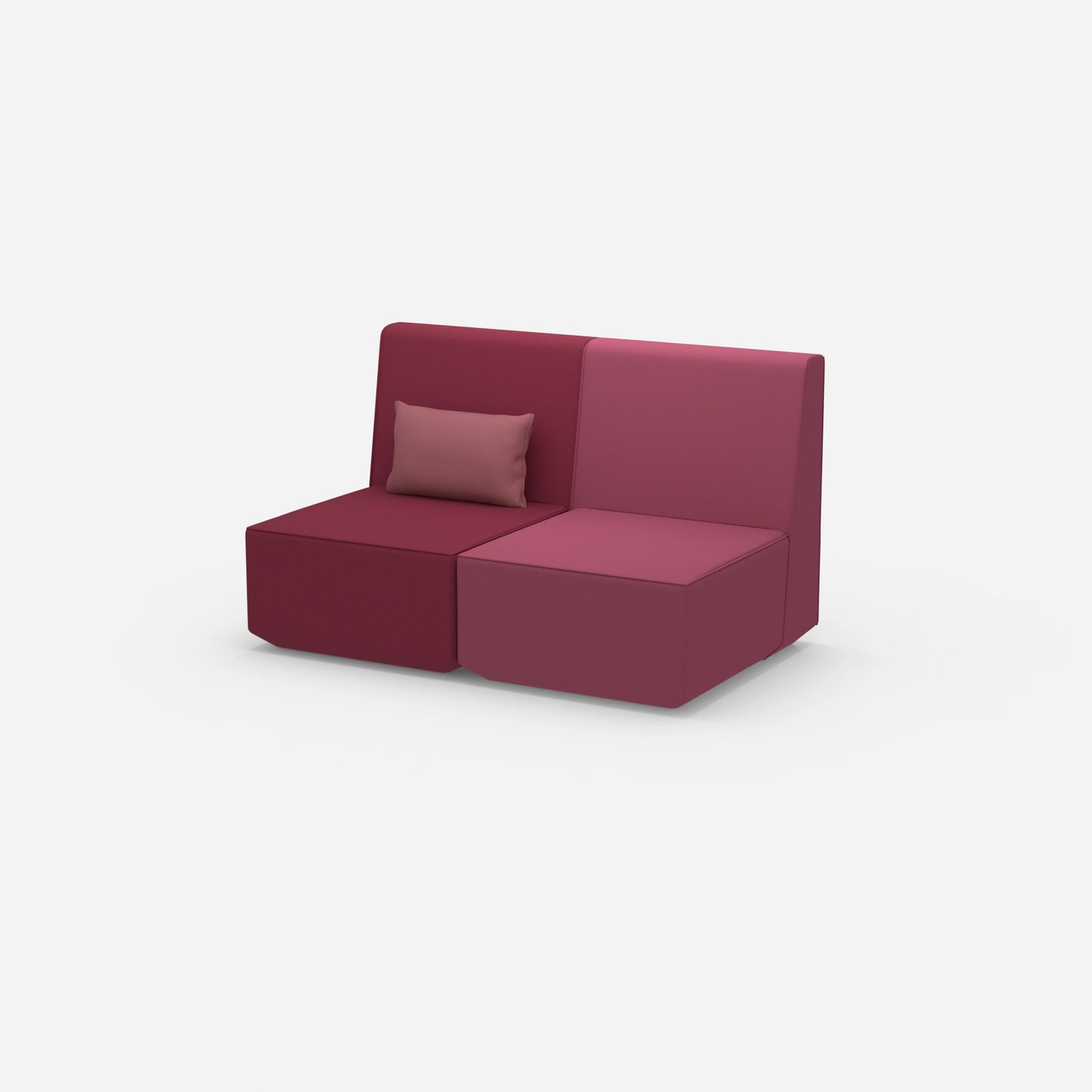 2-seater sofa pink with high back from the side