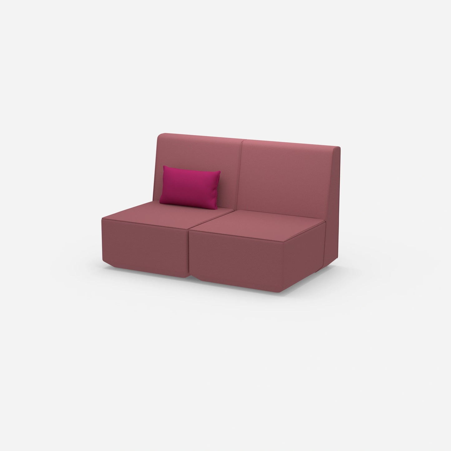 2-seater sofa pink with high back from the side