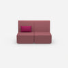 2-seater sofa pink with high back from the front