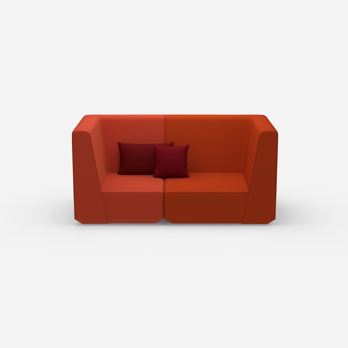 2-seater sofa red from the front