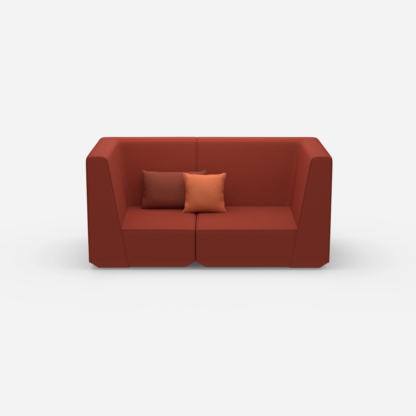 2-seater sofa red from the front