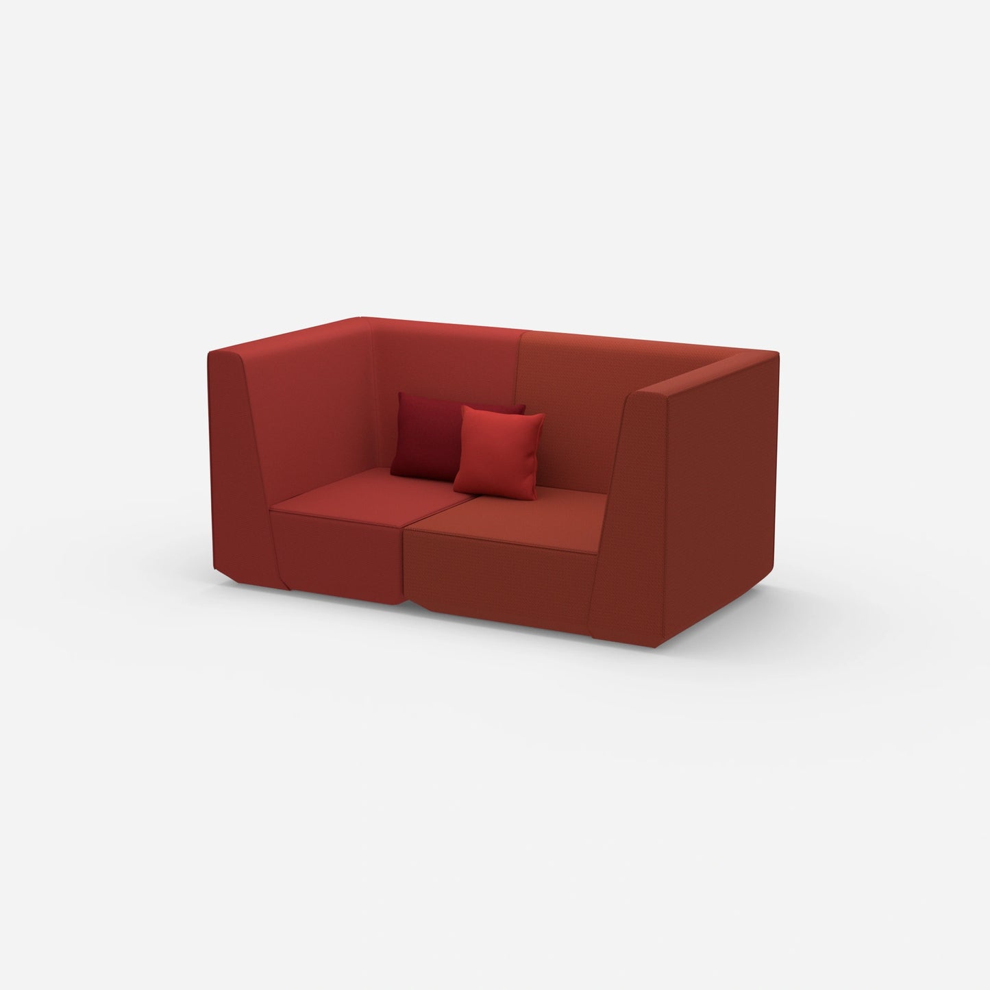 2-seater sofa red from the side