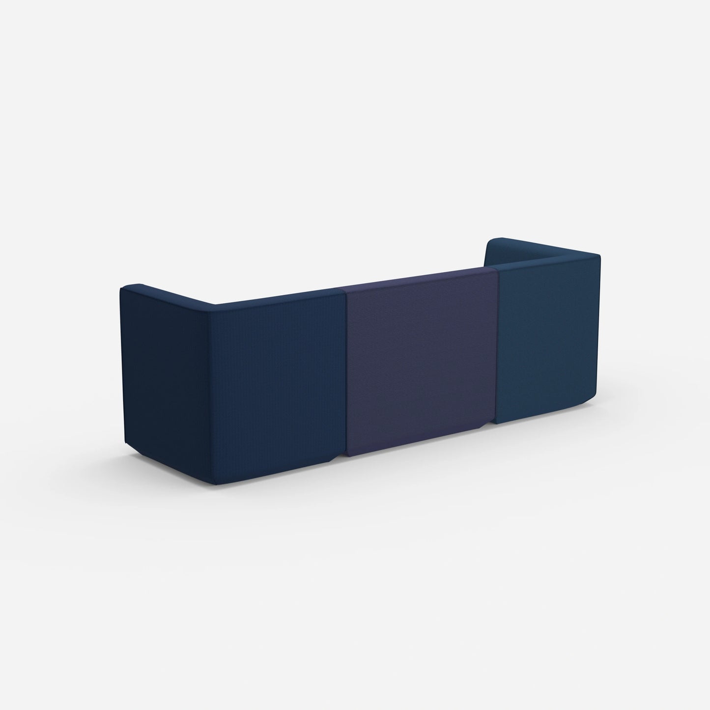 3 person sofa blue from behind