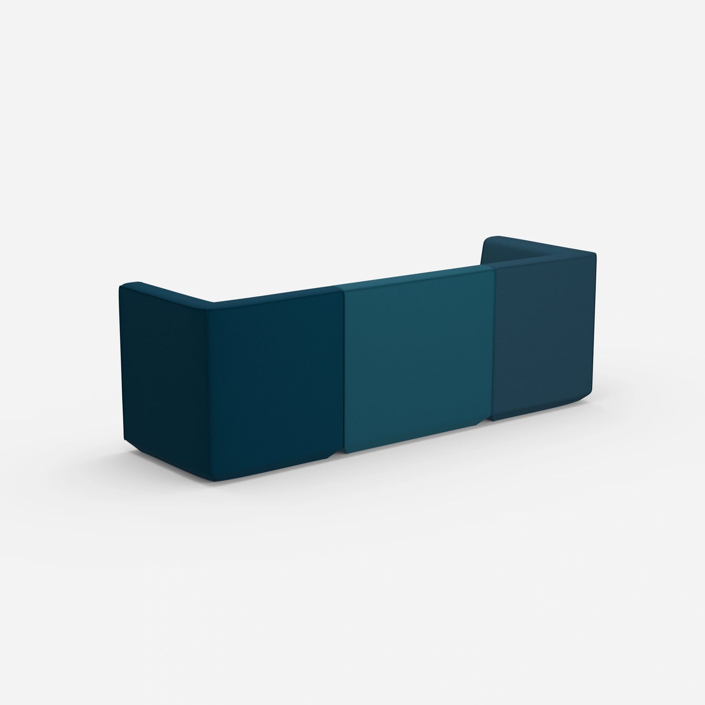 3 person sofa blue from behind