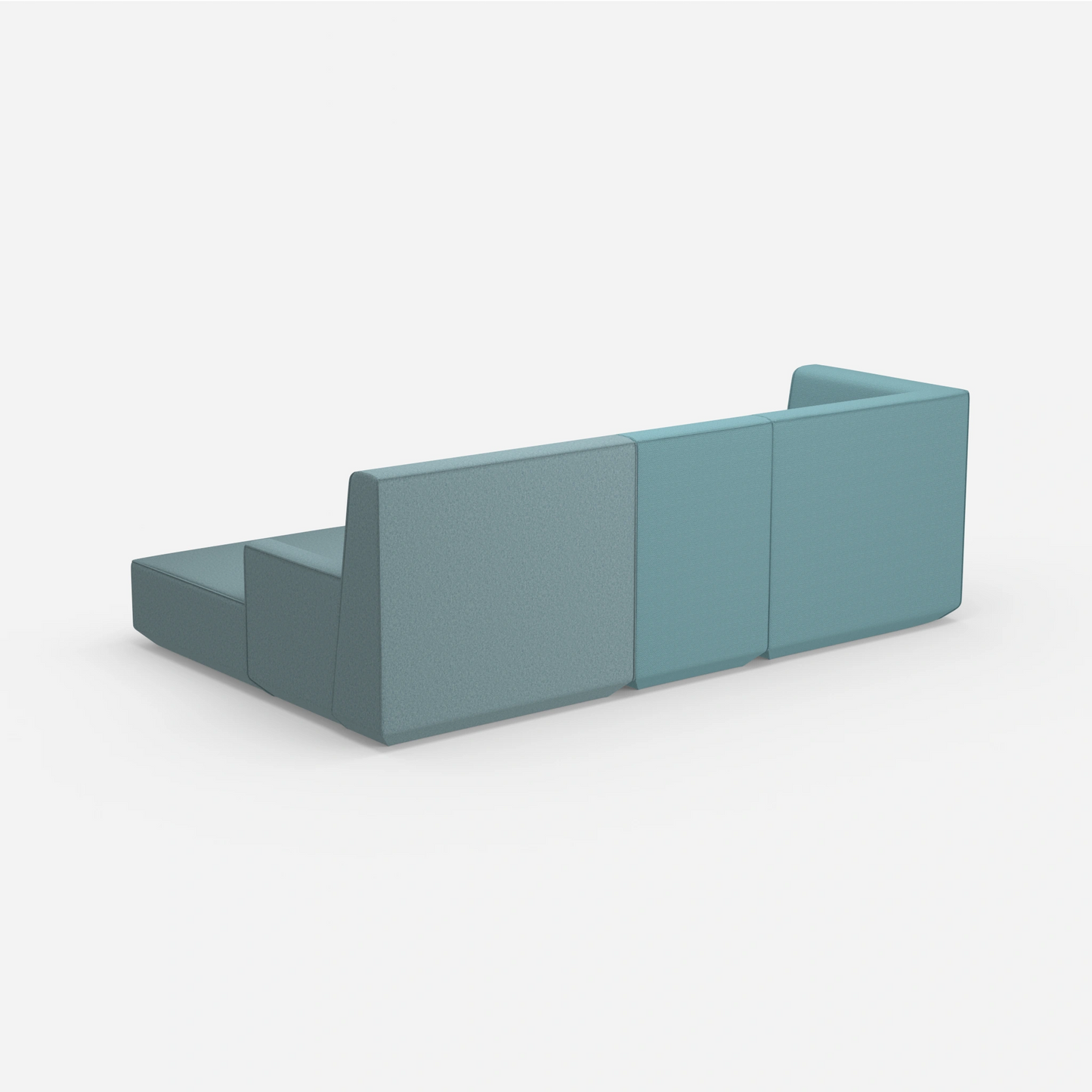 3-person sofa with ottoman from behind