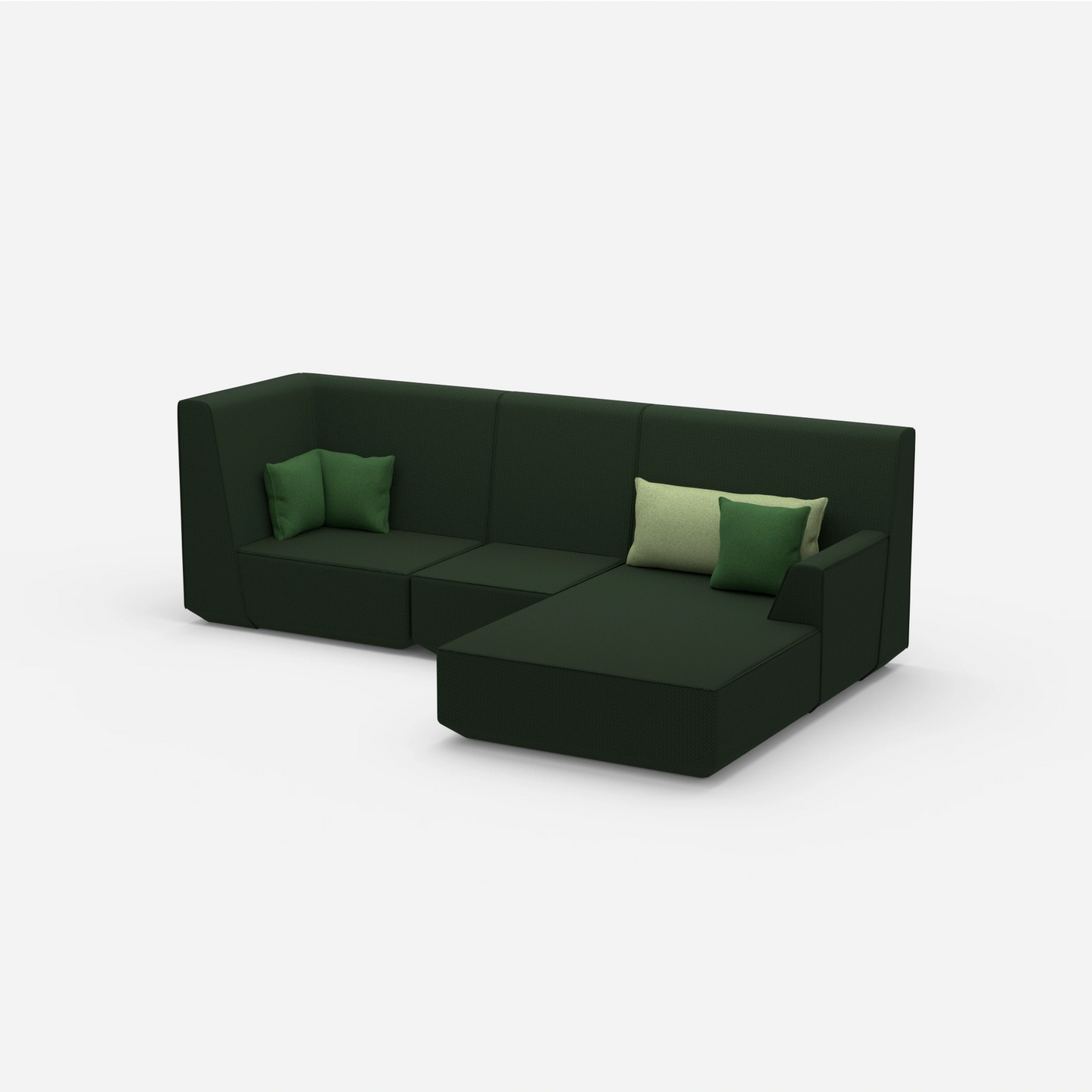 3-person sofa with ottoman from the side