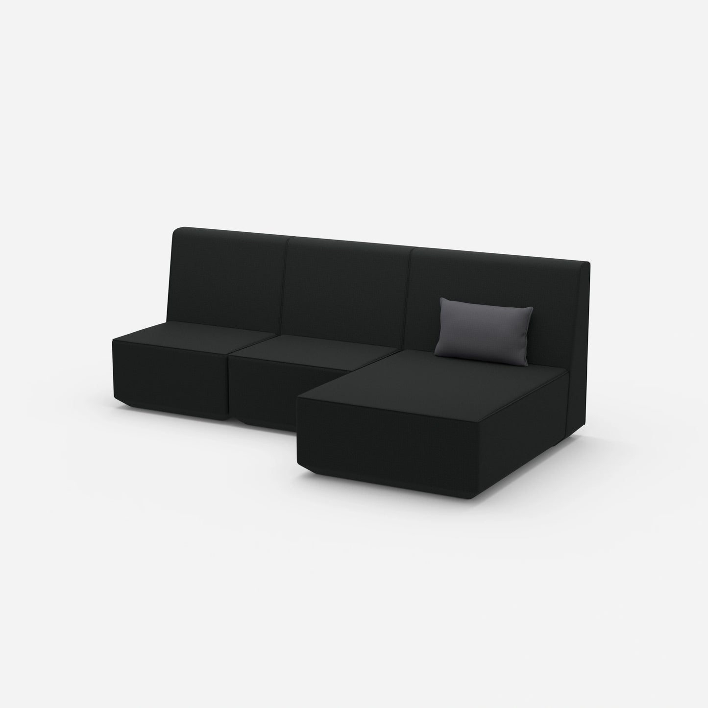 3-person sofa with chaise longue from the side