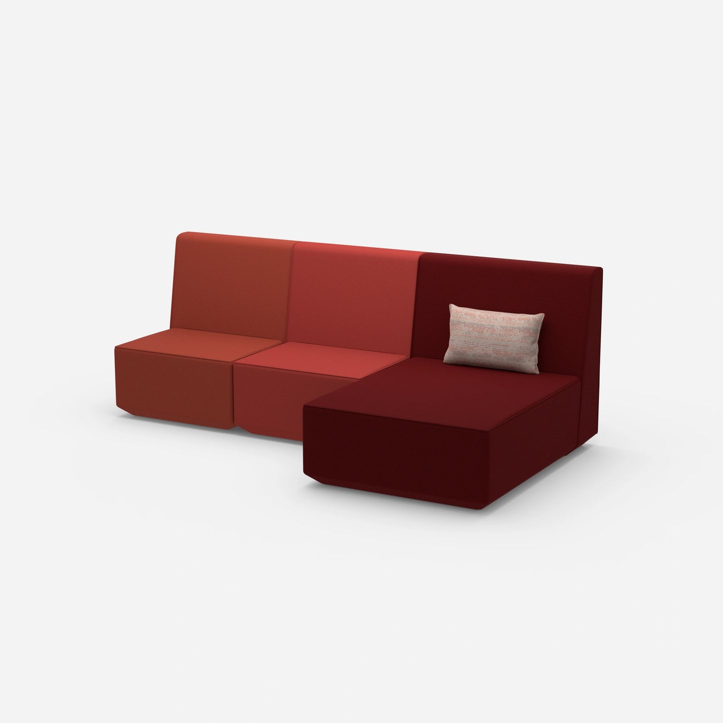 3-person sofa with chaise longue from the side