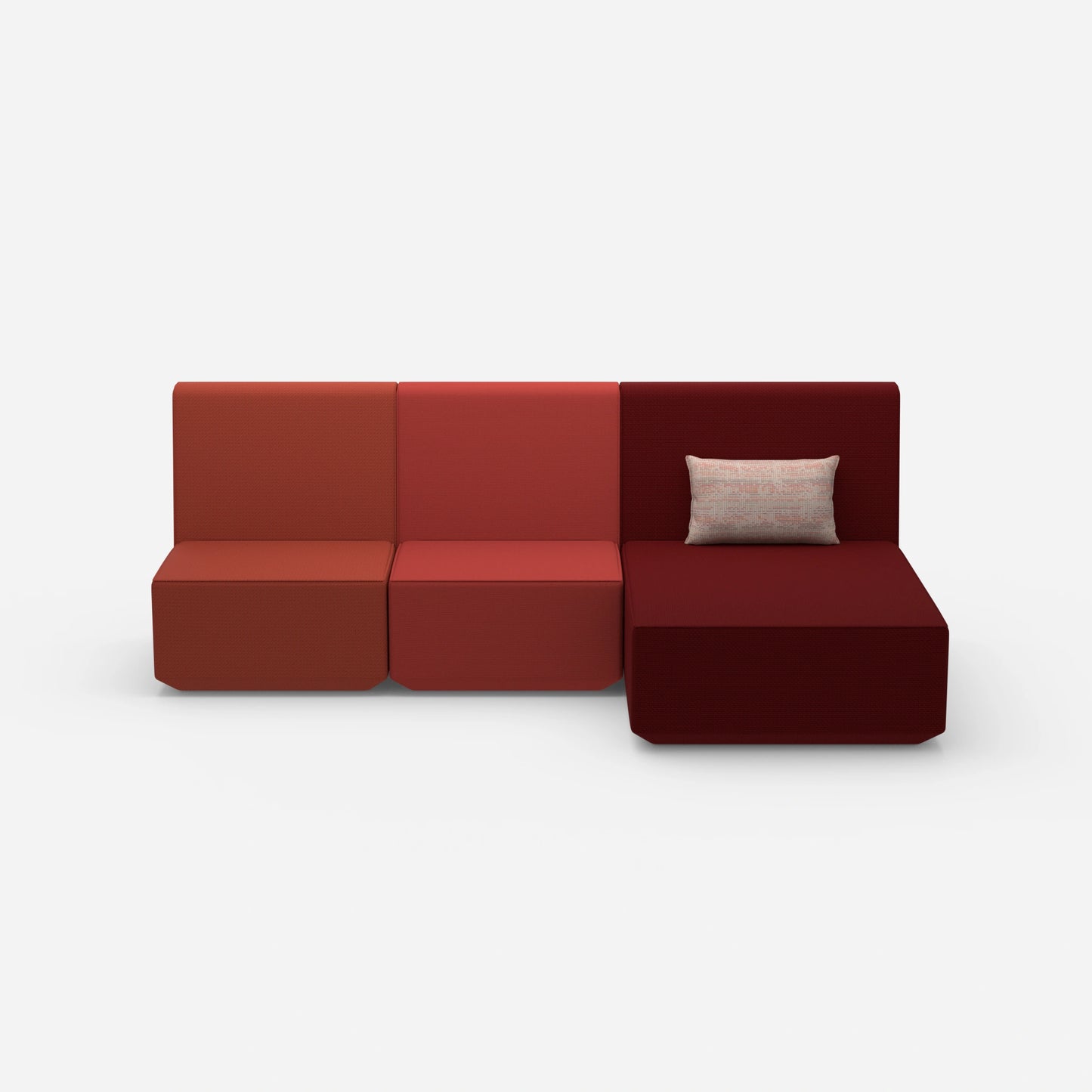 3-person sofa with chaise longue from the front