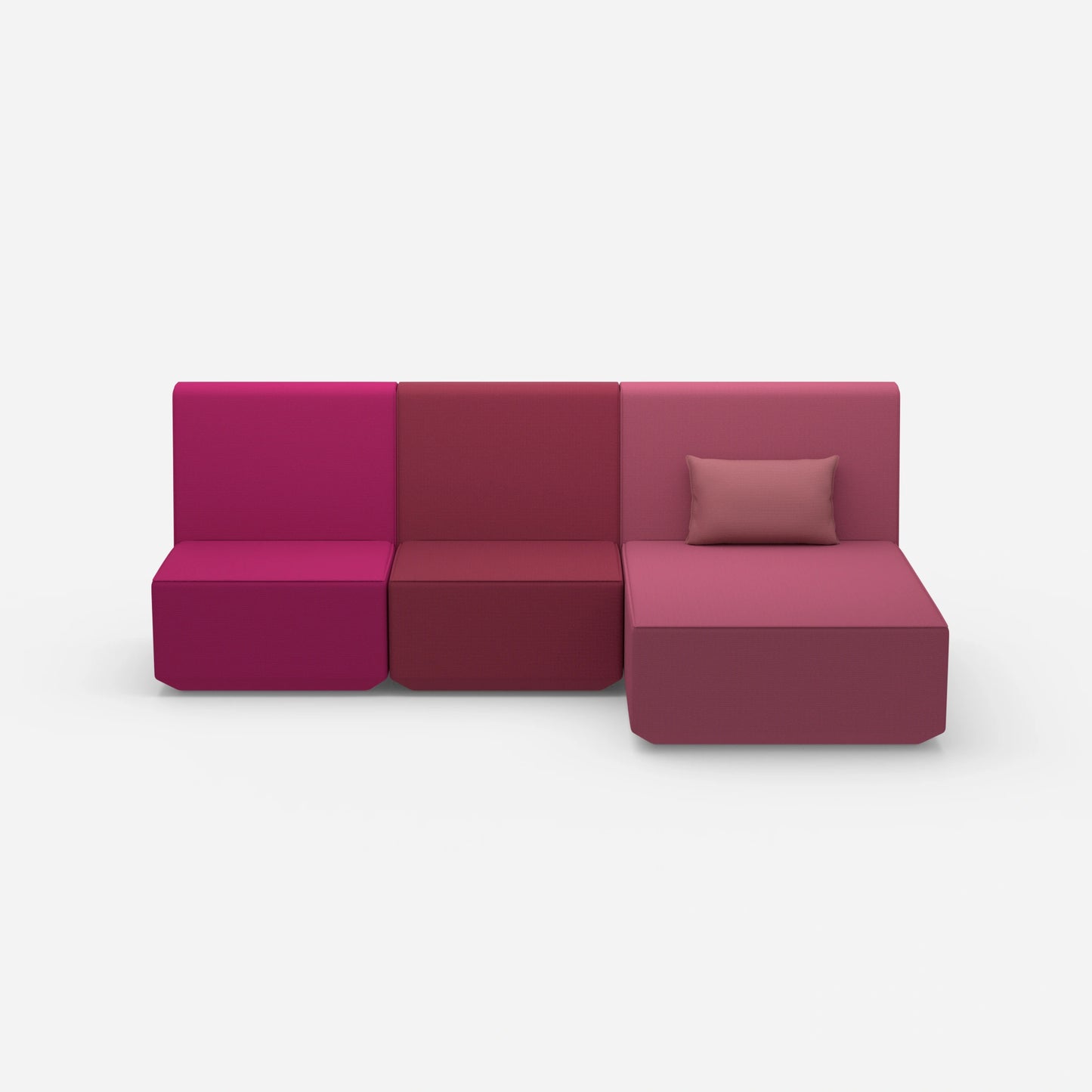 3-person sofa with chaise longue from the front