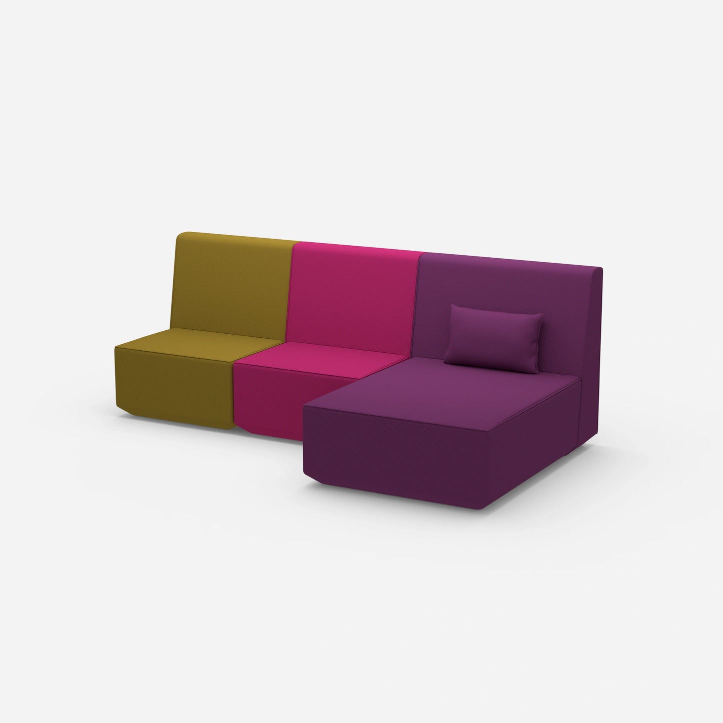 3-person sofa with chaise longue from the side