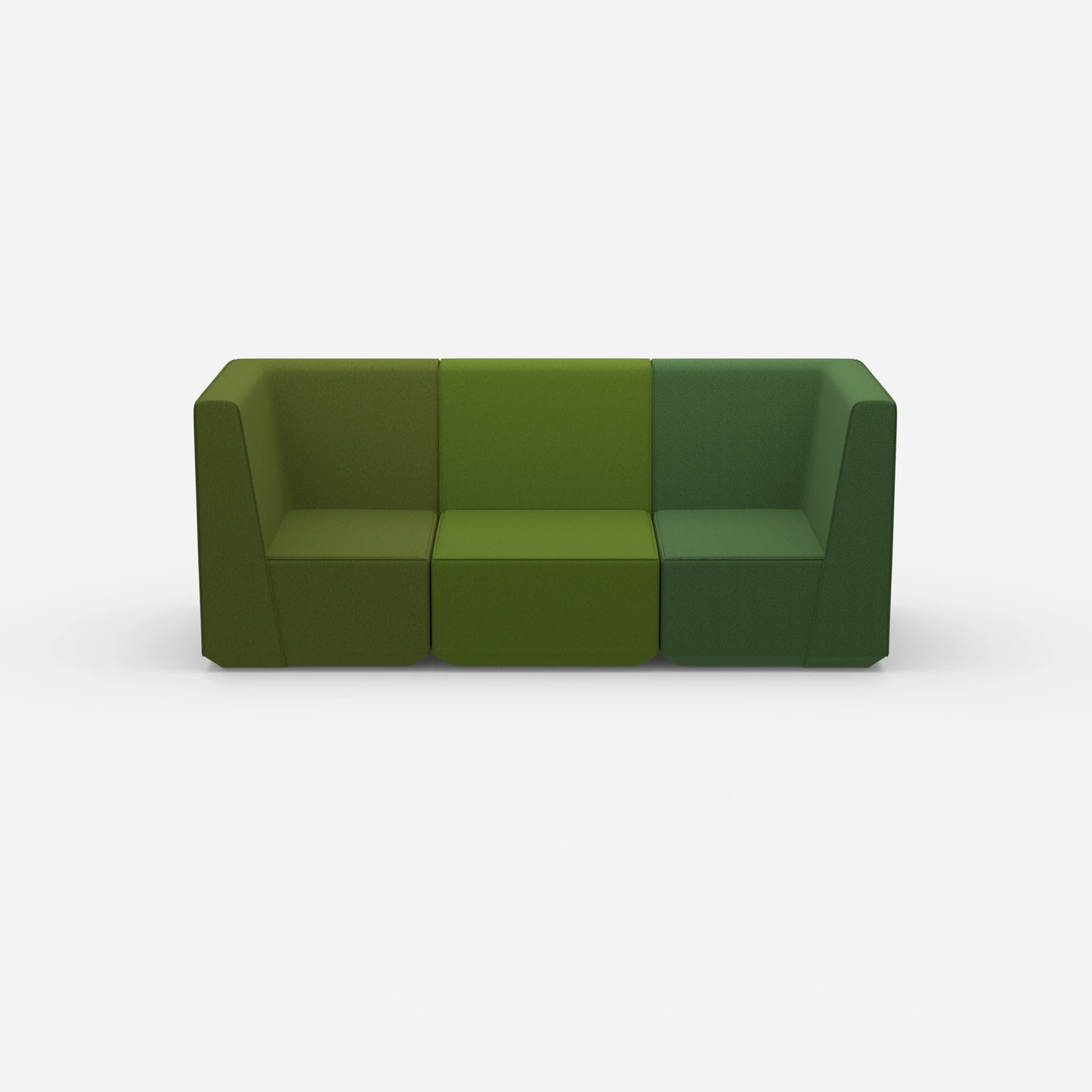 3 seater green from the front