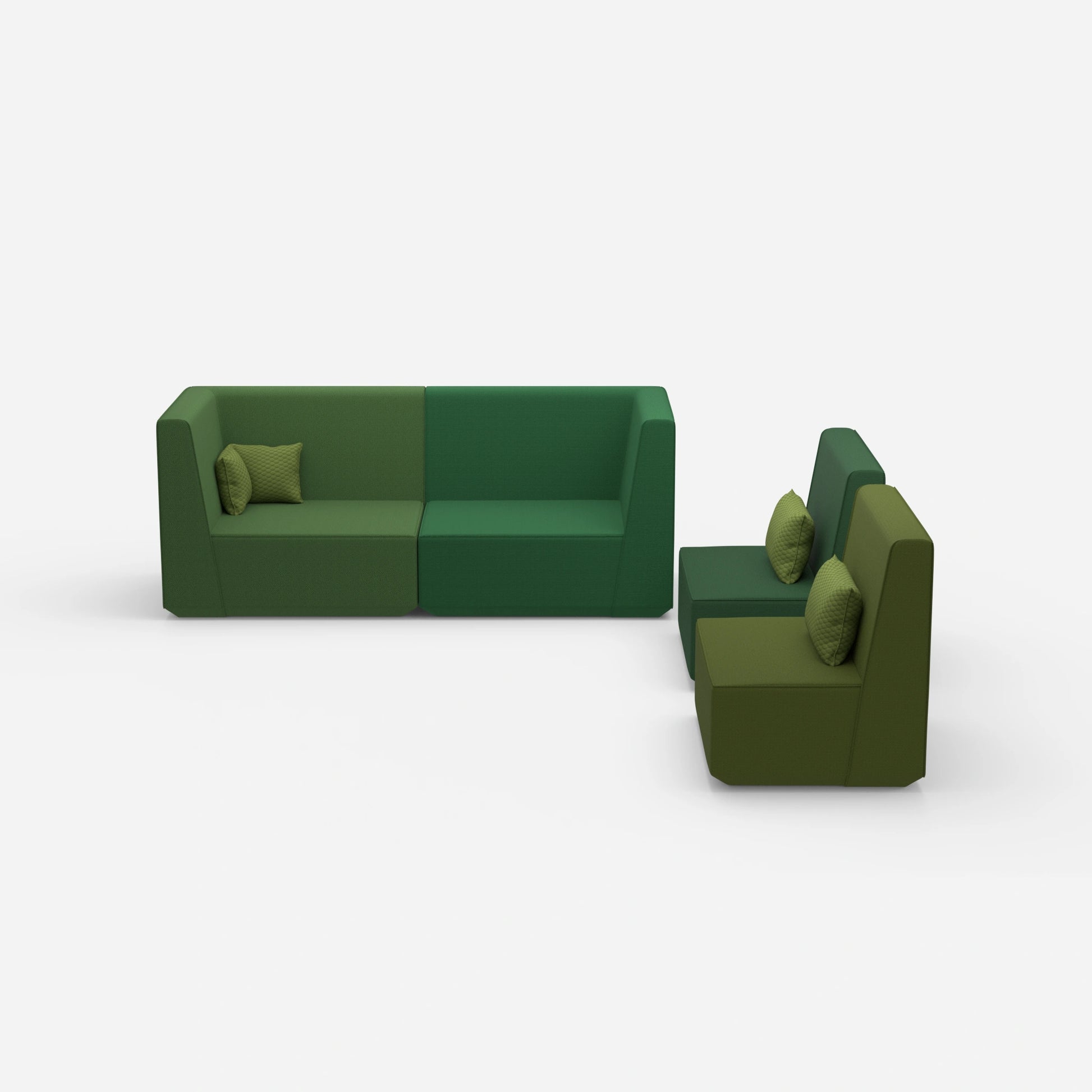 3 seater and 2 armchairs from the front