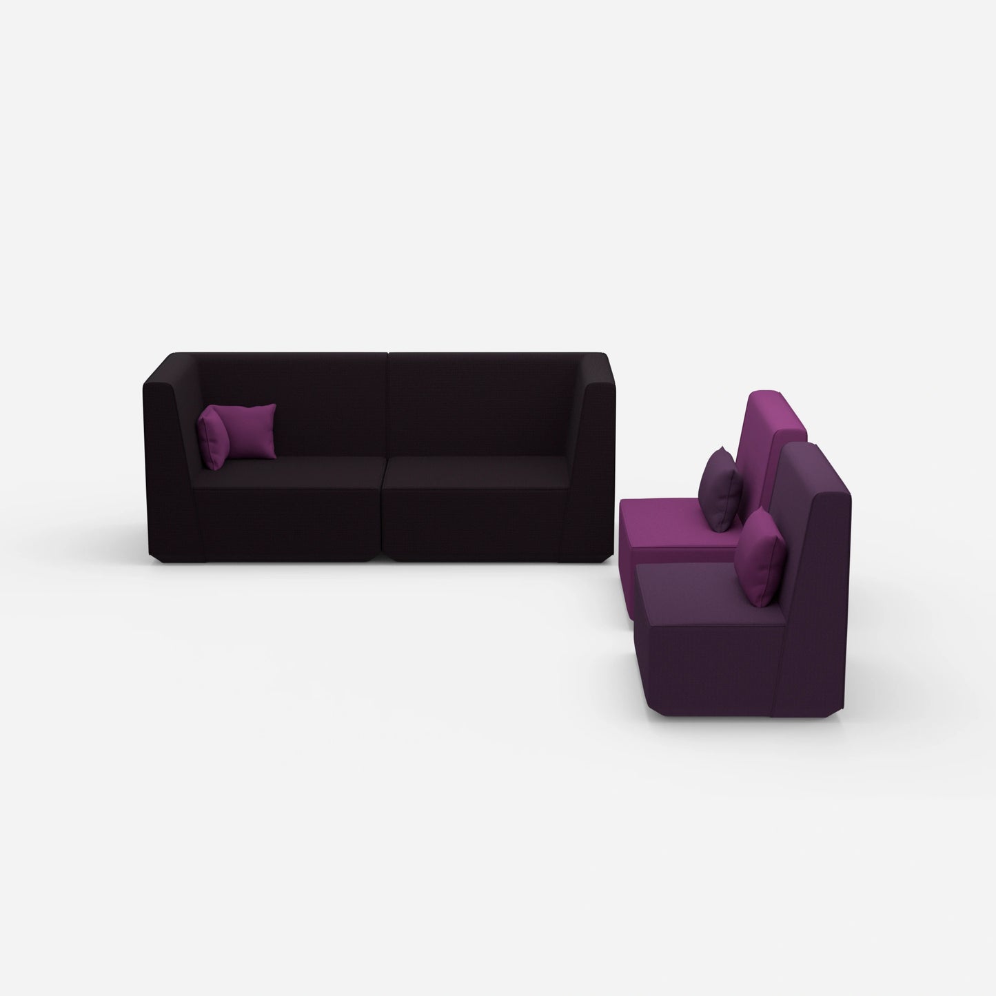 3 seater and 2 armchairs from the front