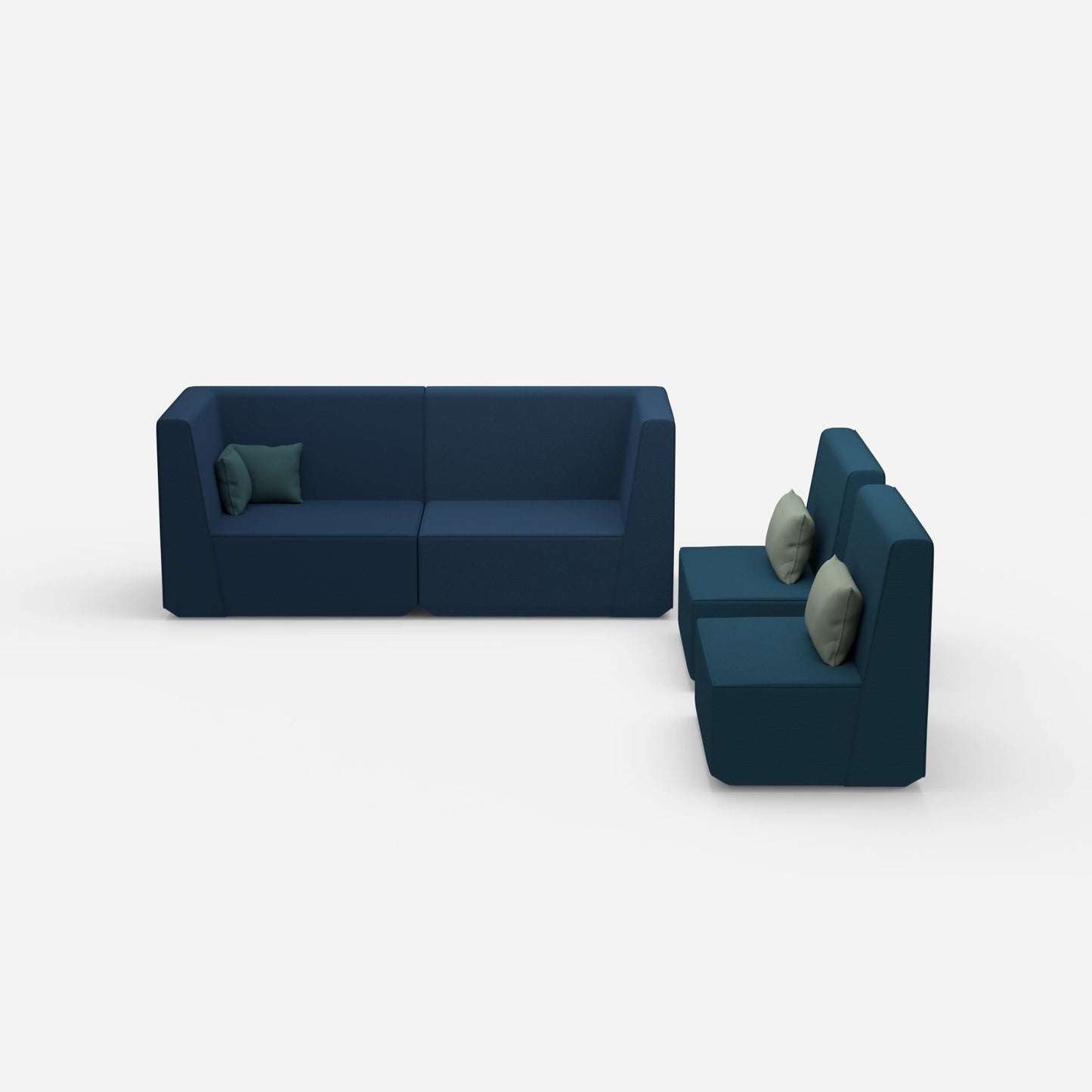 3 seater and 2 armchairs from the front