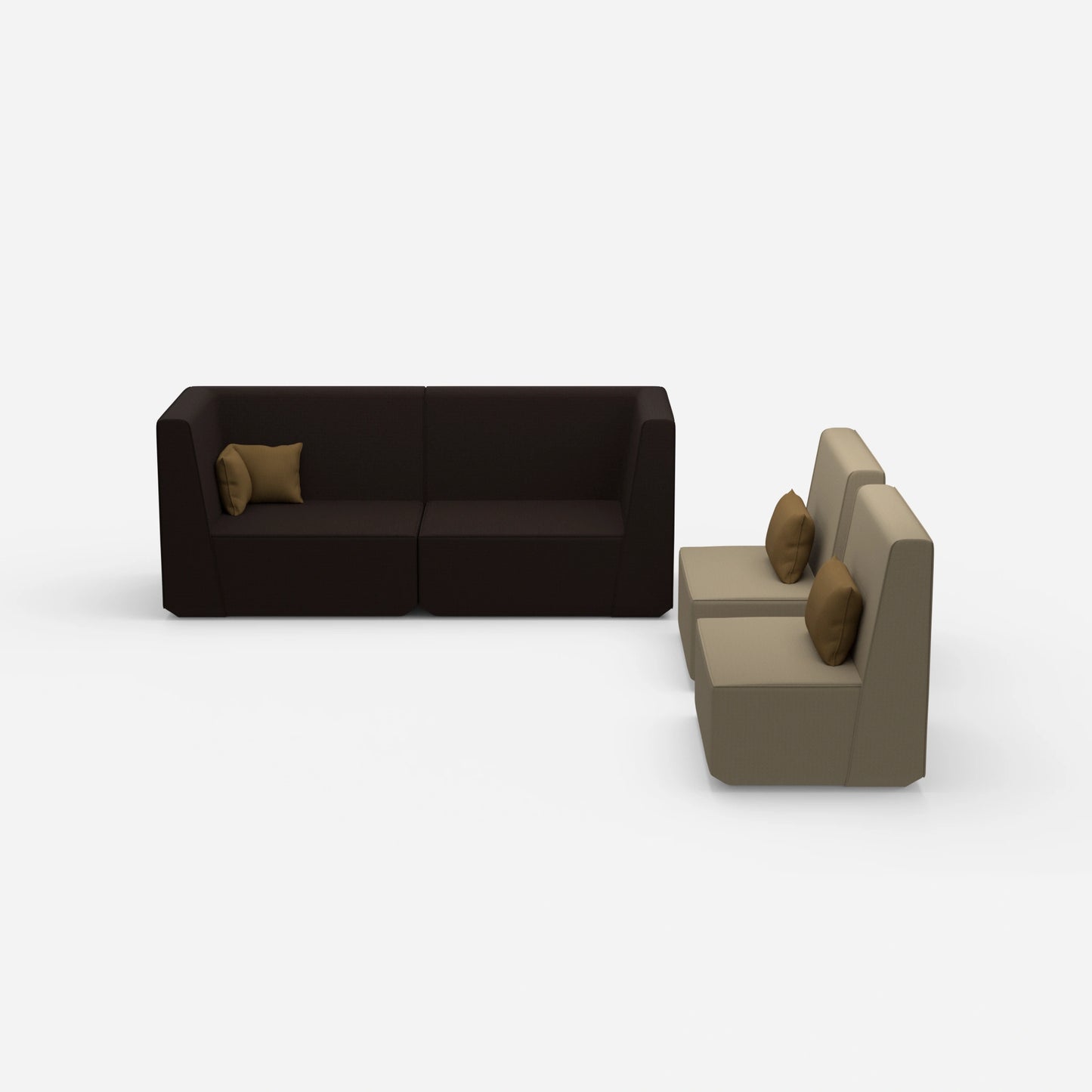 3 seater and 2 armchairs from the front