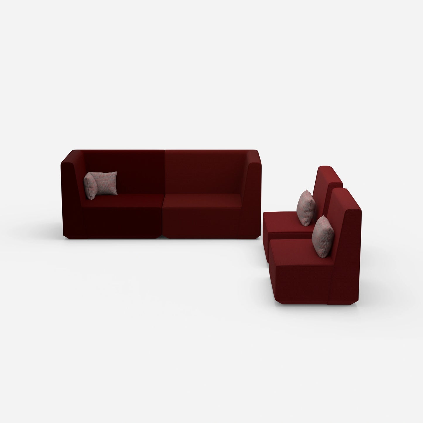 3 seater and 2 armchairs from the front