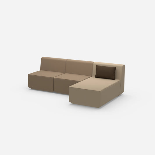 3-seater sofa with chaise longue from the side