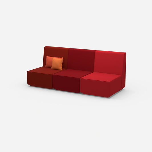 3 seater sofa red from the side