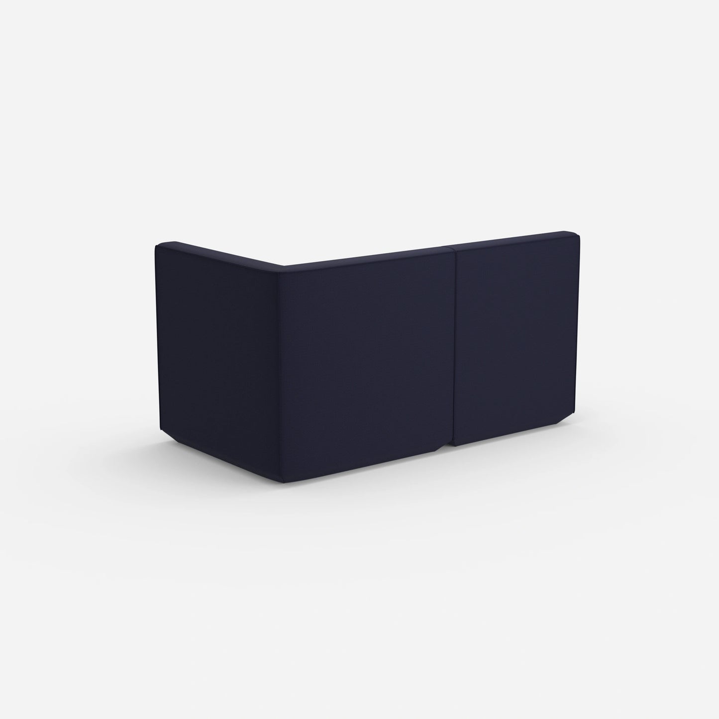 Blue modular sofa with high backrest from behind