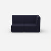 Blue modular sofa with high backrest from the front