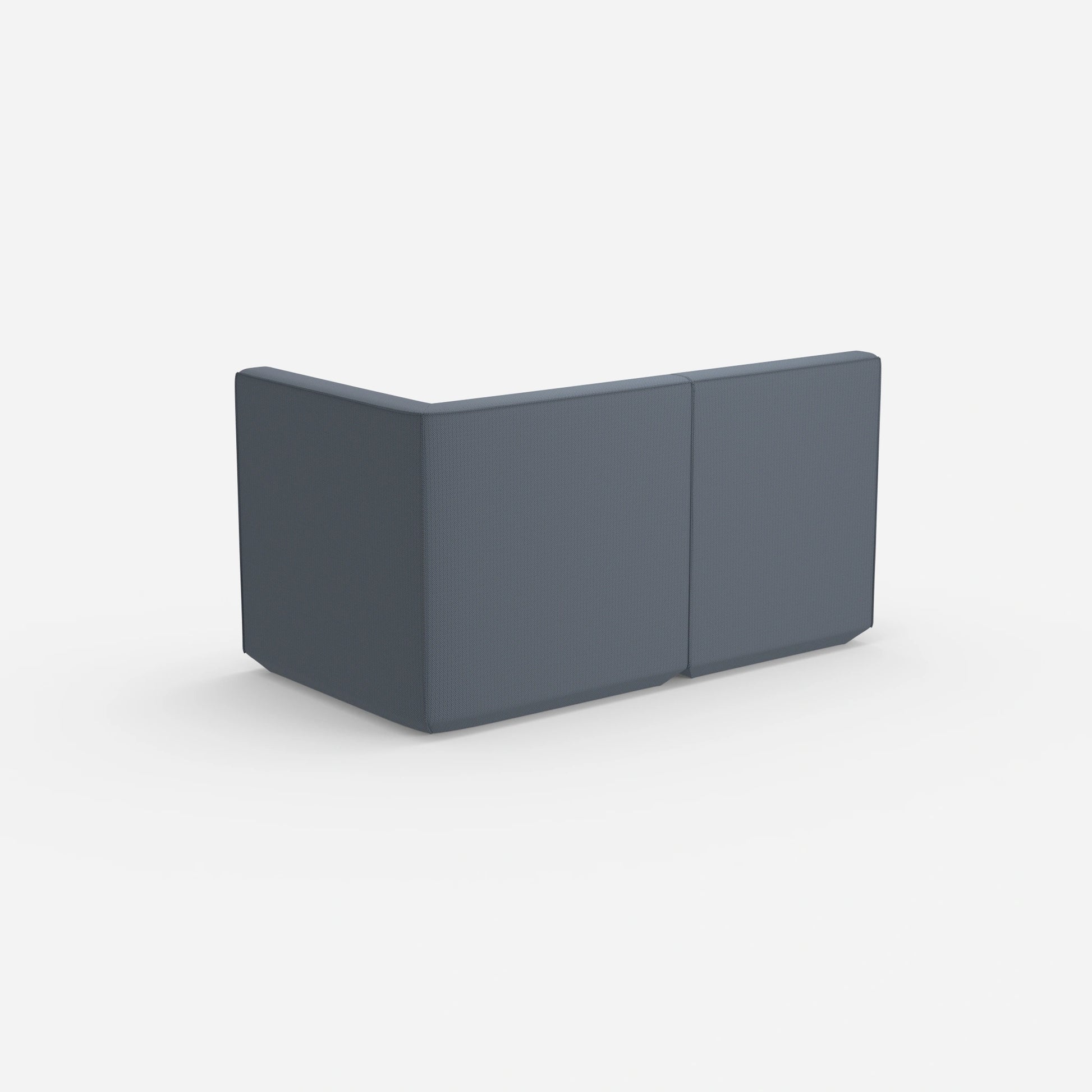 Blue modular sofa with high backrest from behind