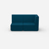 Blue modular sofa with high backrest from the front