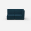 Blue modular sofa with high backrest from the front