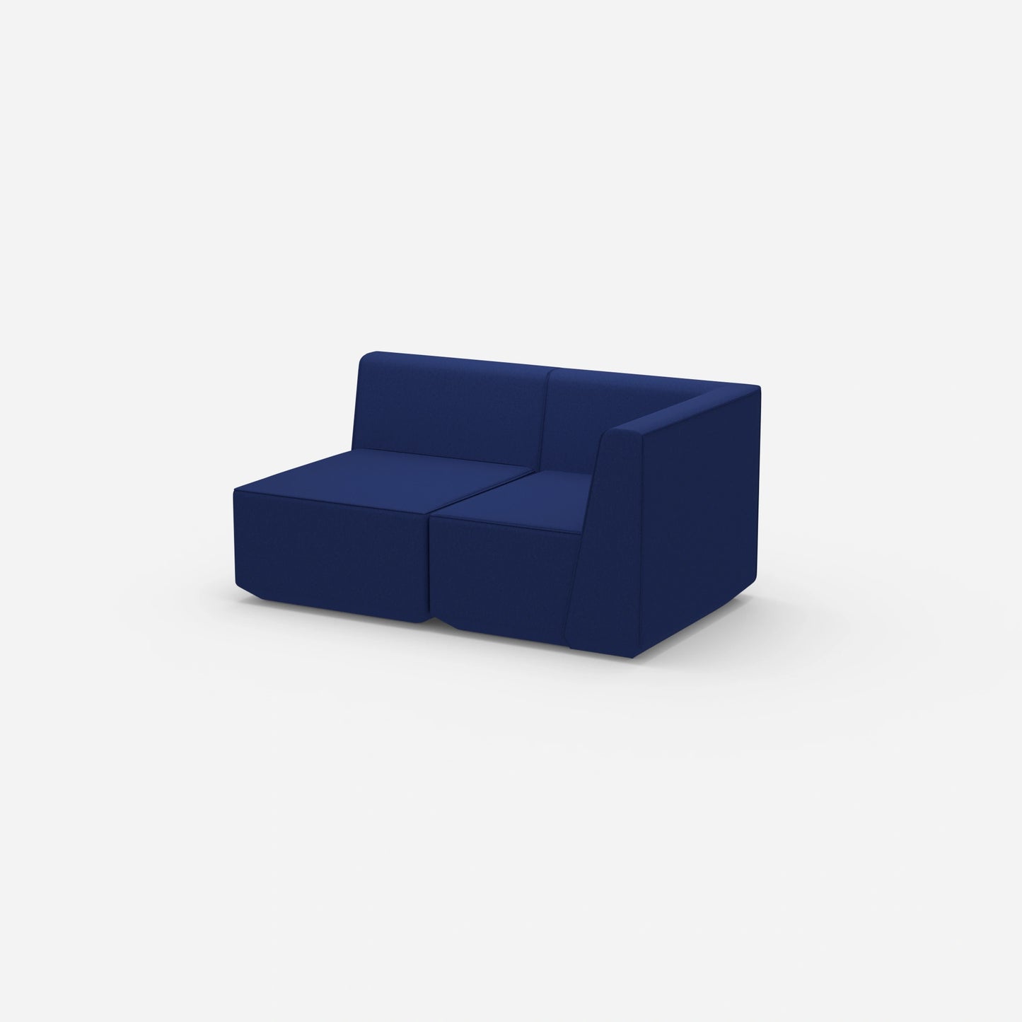 Blue two-seater sofa from the side