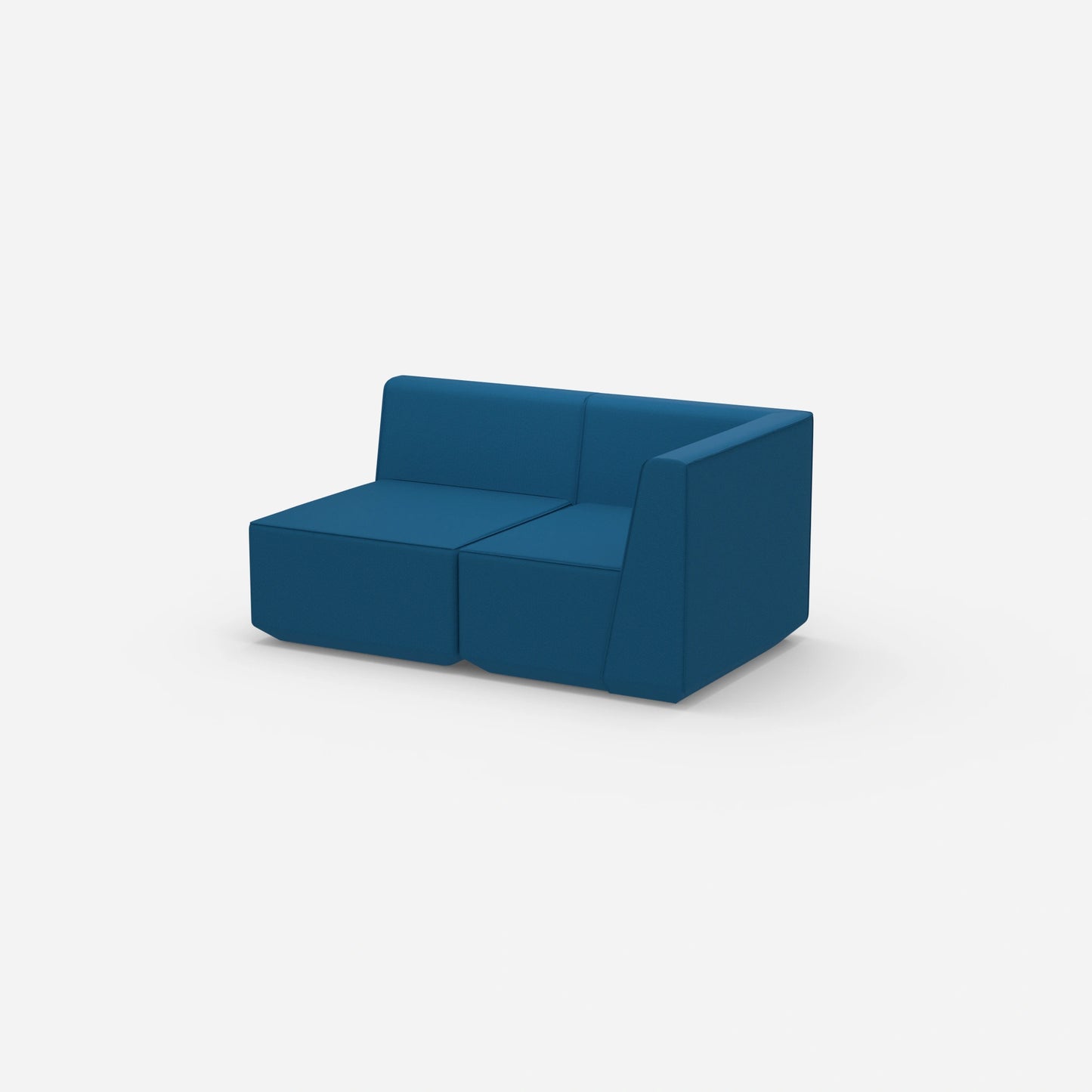 Blue two-seater sofa from the side