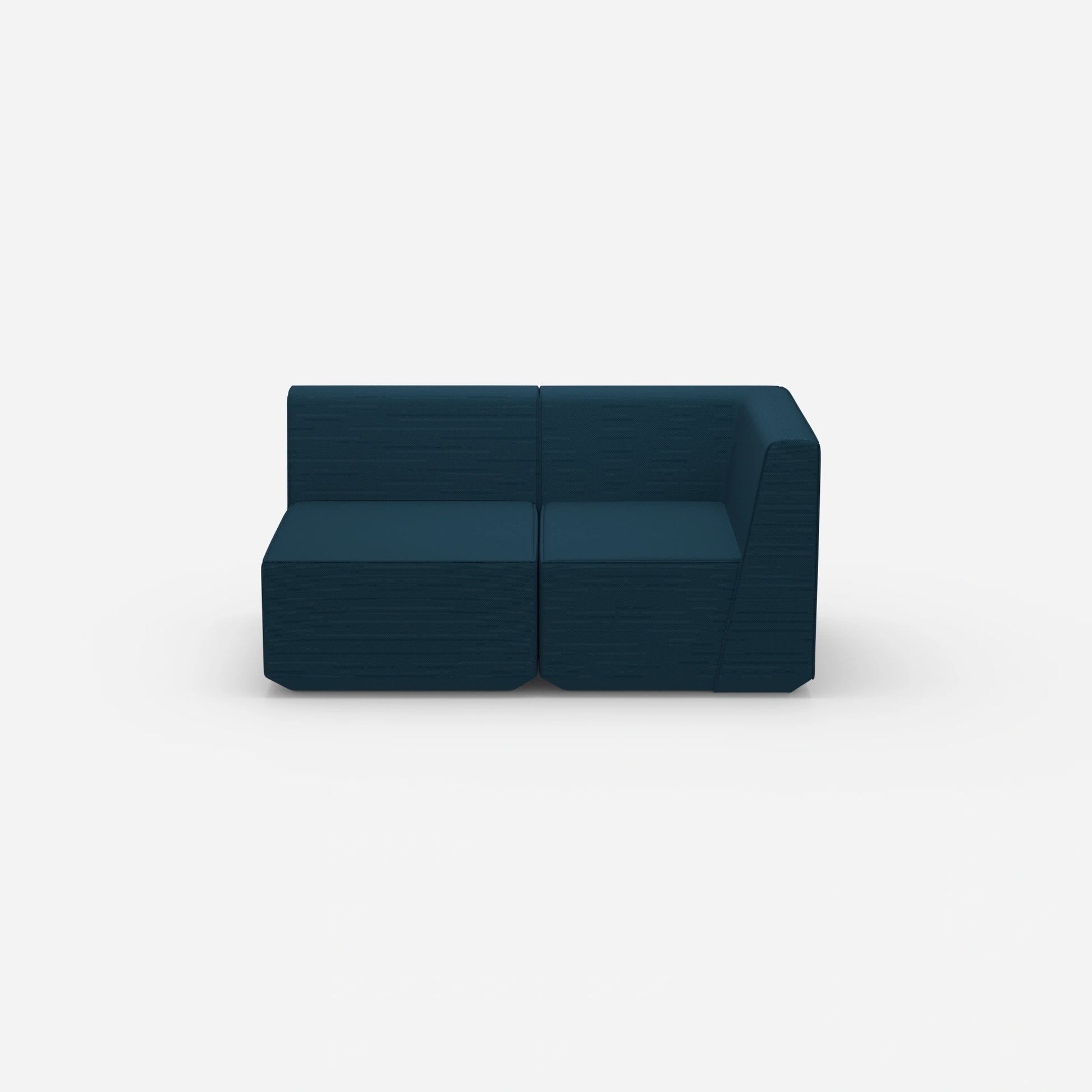 Blue two-seater sofa from the front