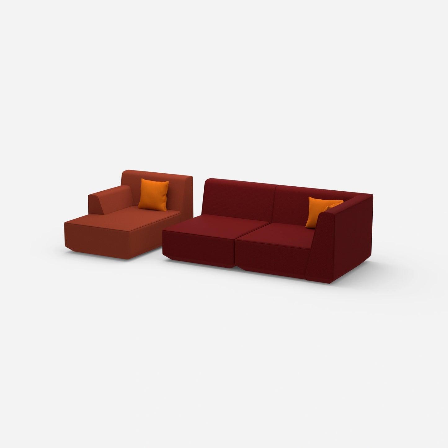 Couch 2 seater with ottoman from the side