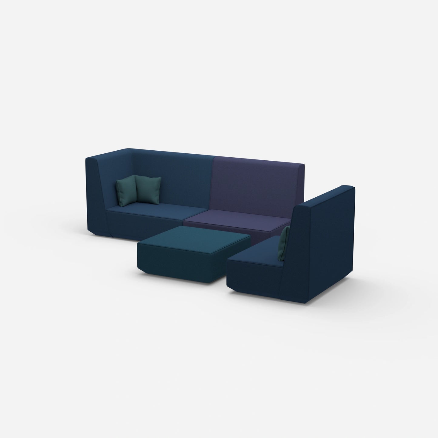 Three-seater sofa with armchair from the side