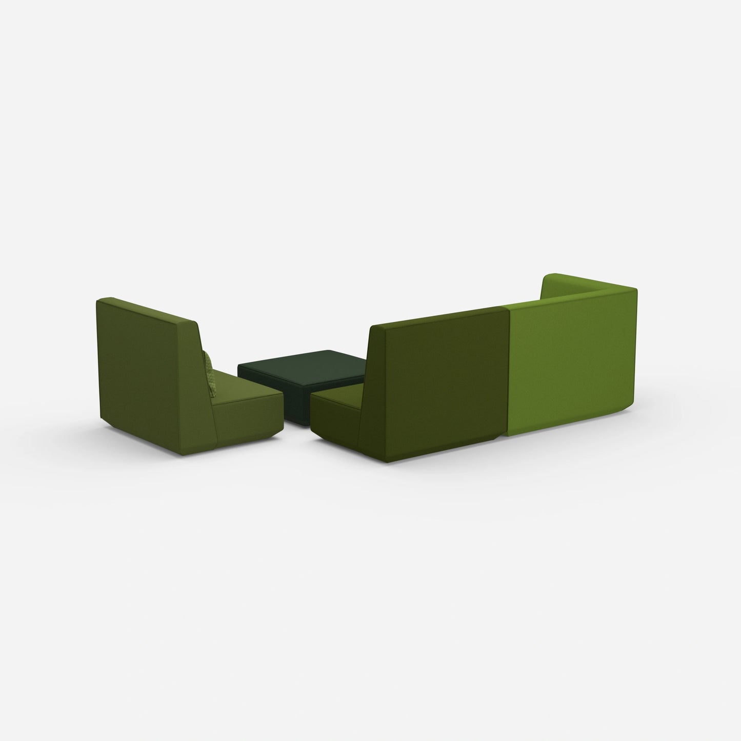 Three-seater sofa with armchair from behind
