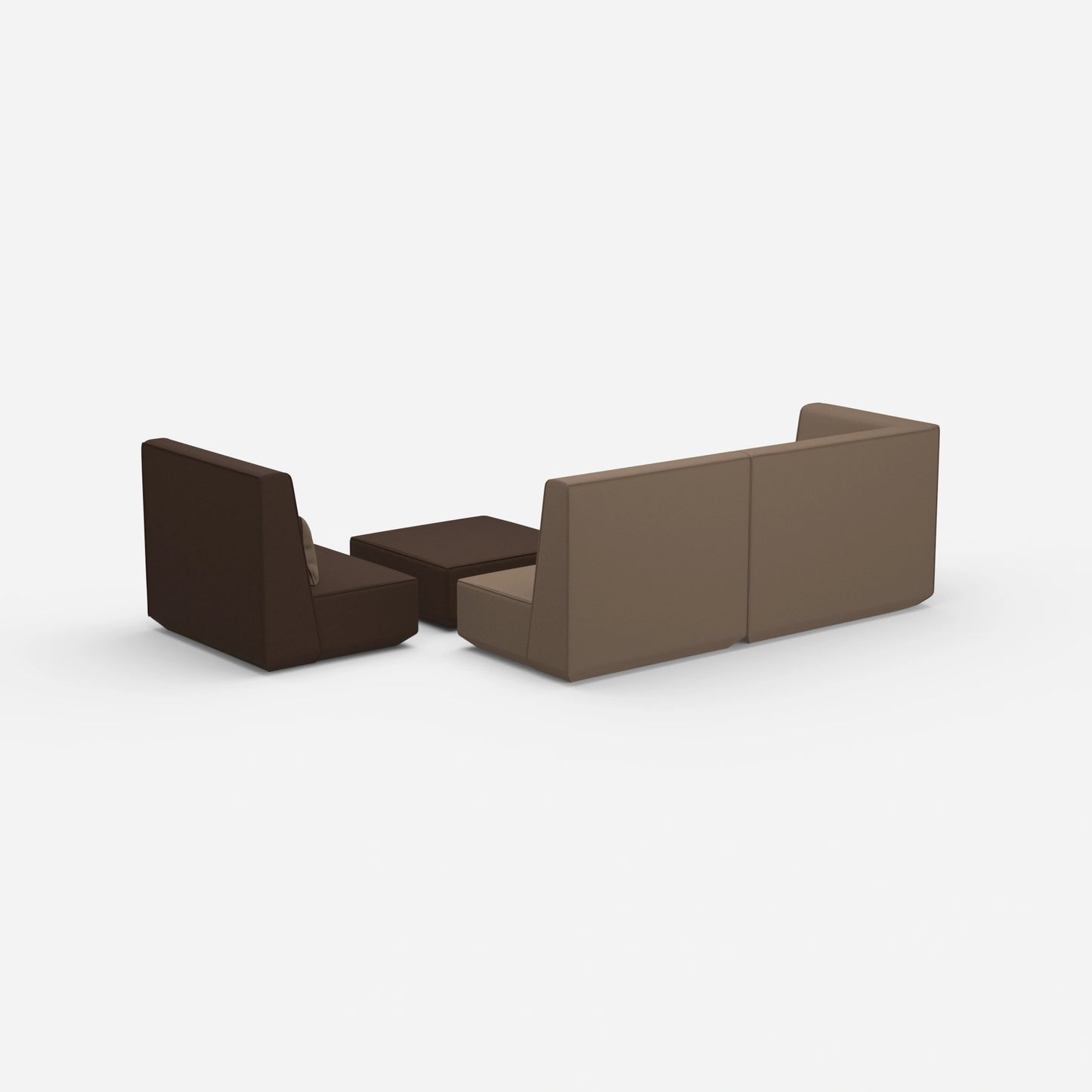Three-seater sofa with armchair from behind