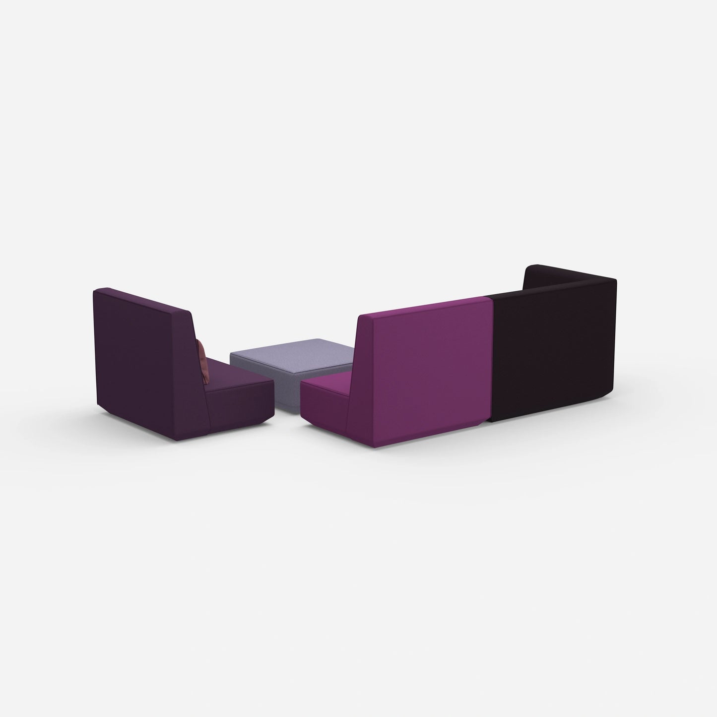 Three-seater sofa with armchair from behind