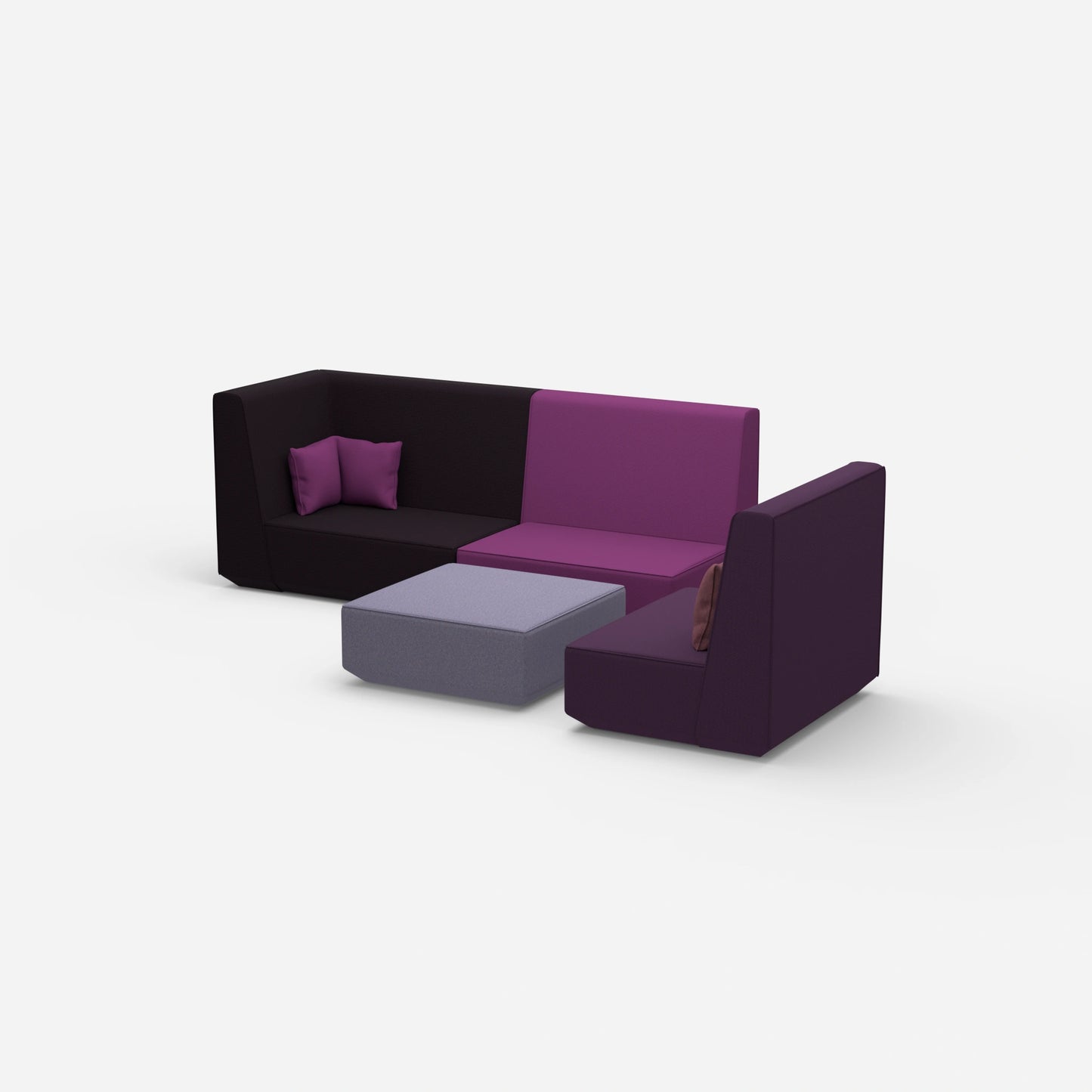 Three-seater sofa with armchair from the side