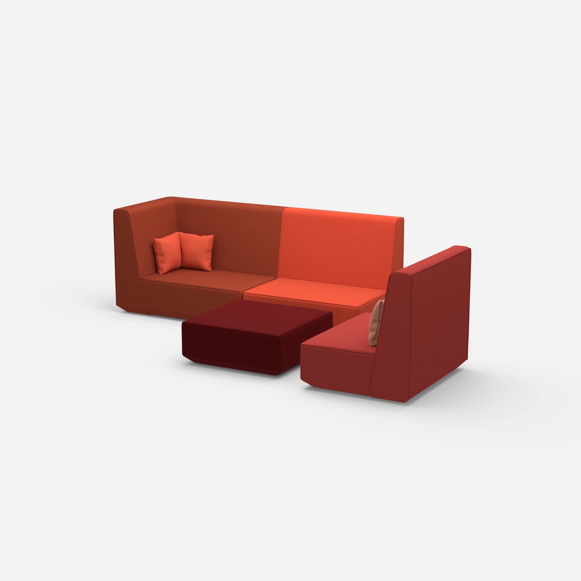 Three-seater sofa with armchair from the side