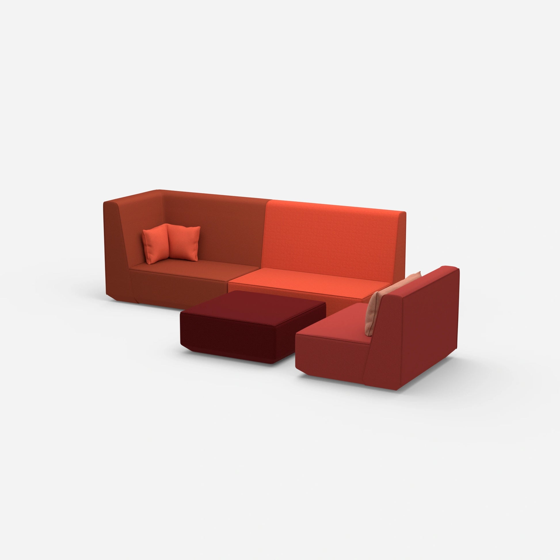 Three-seater sofa with armchair and high backrest from the side
