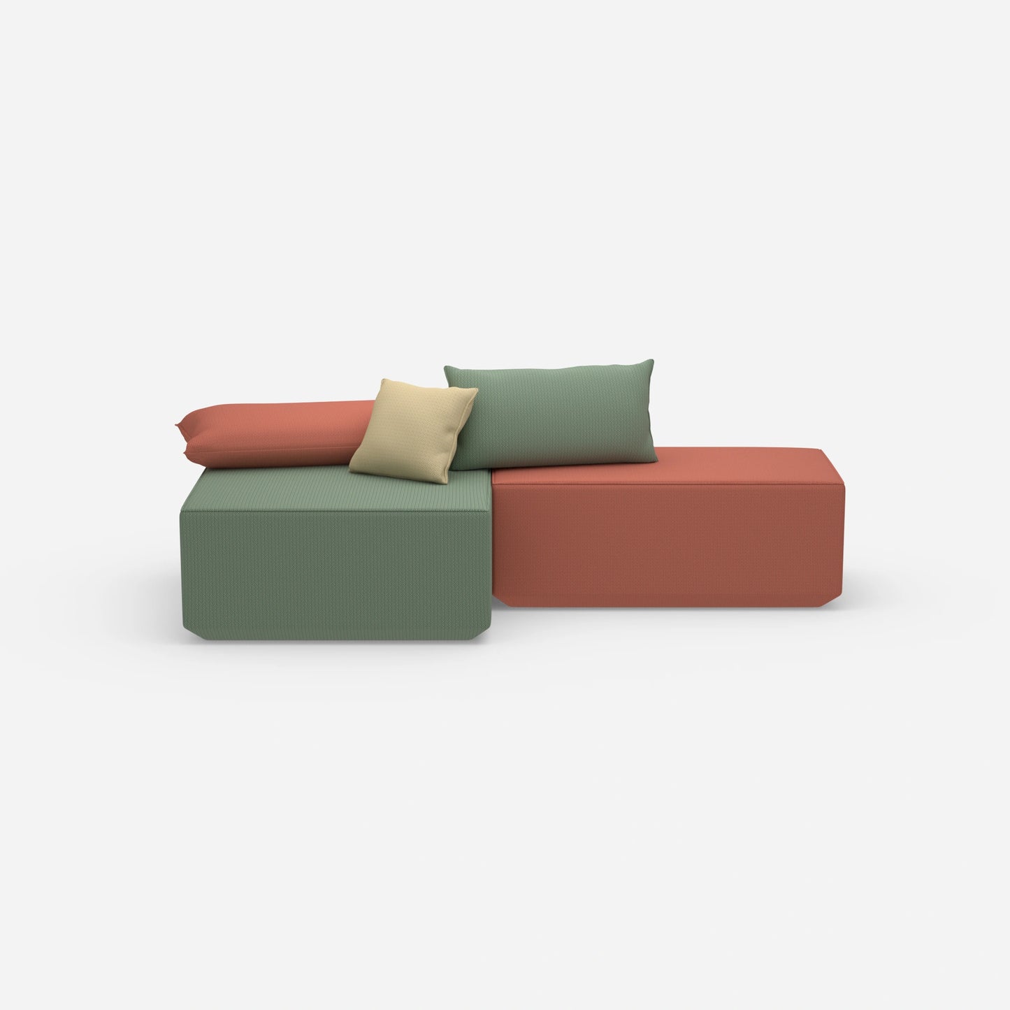 Corner bench seat from the front