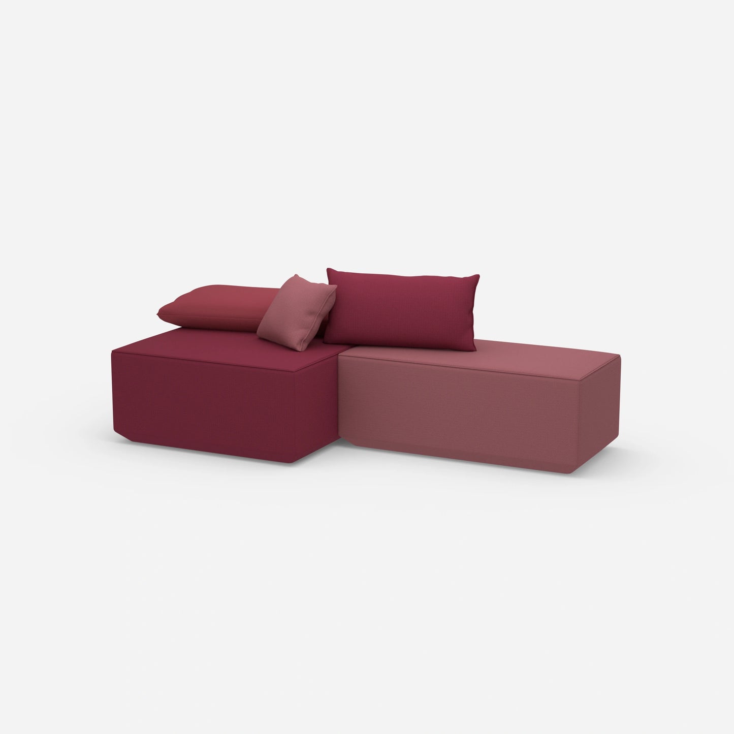 Corner bench seen from the side