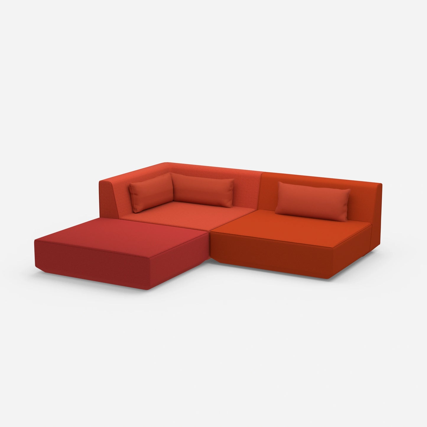 Corner sofa with low seat height from the side