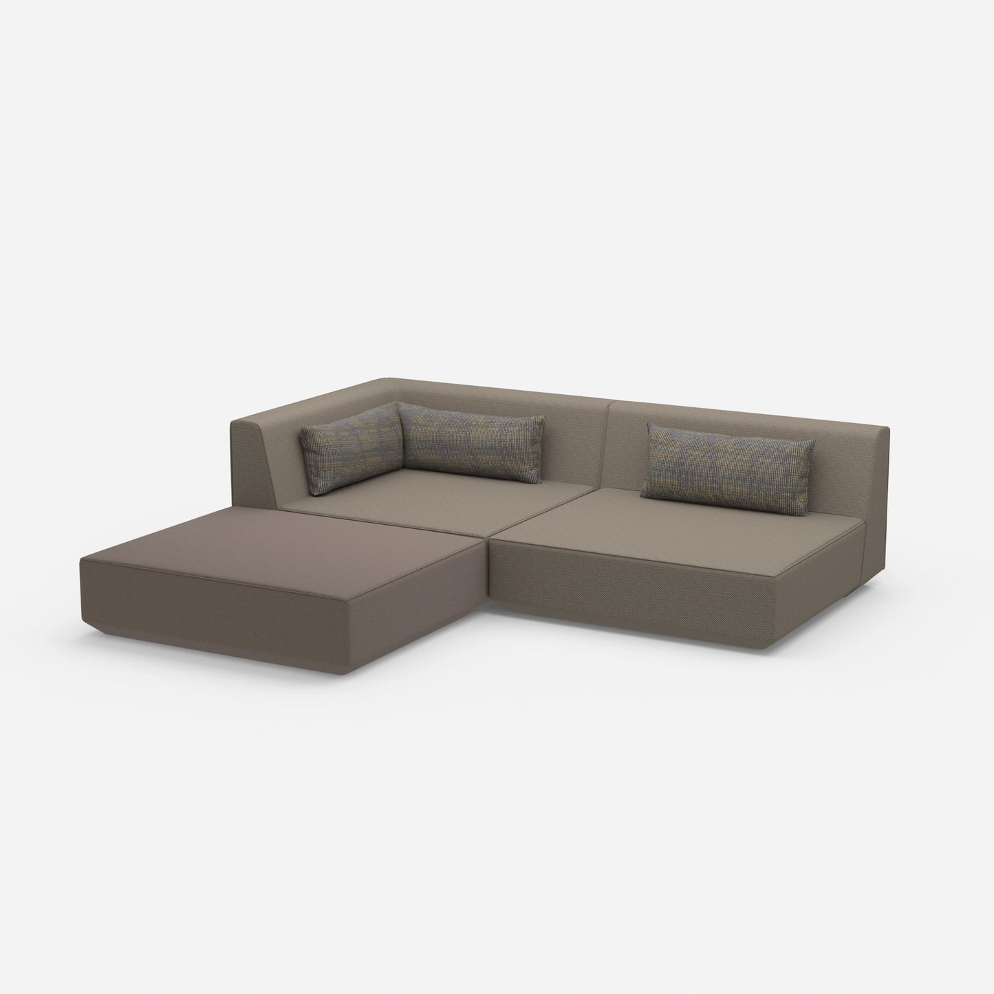 Corner sofa with low seat height from the side