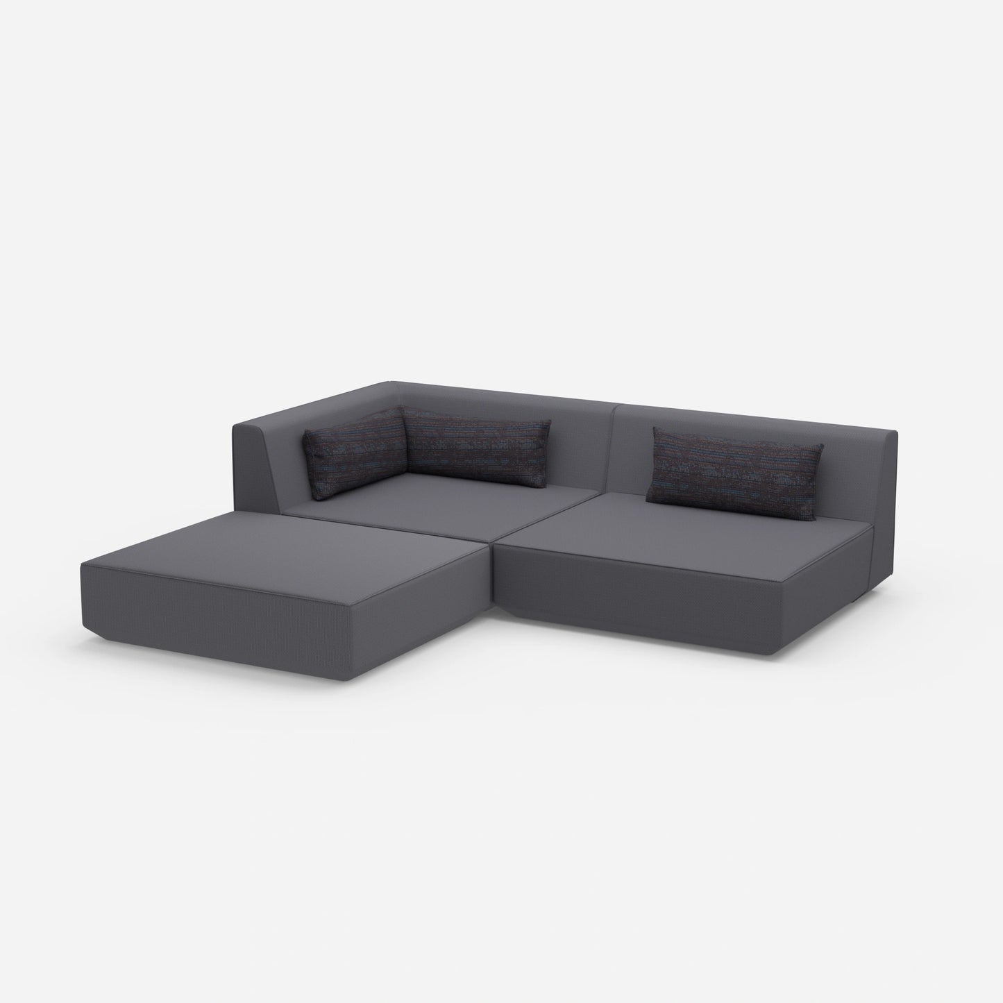 Corner sofa with low seat height from the side
