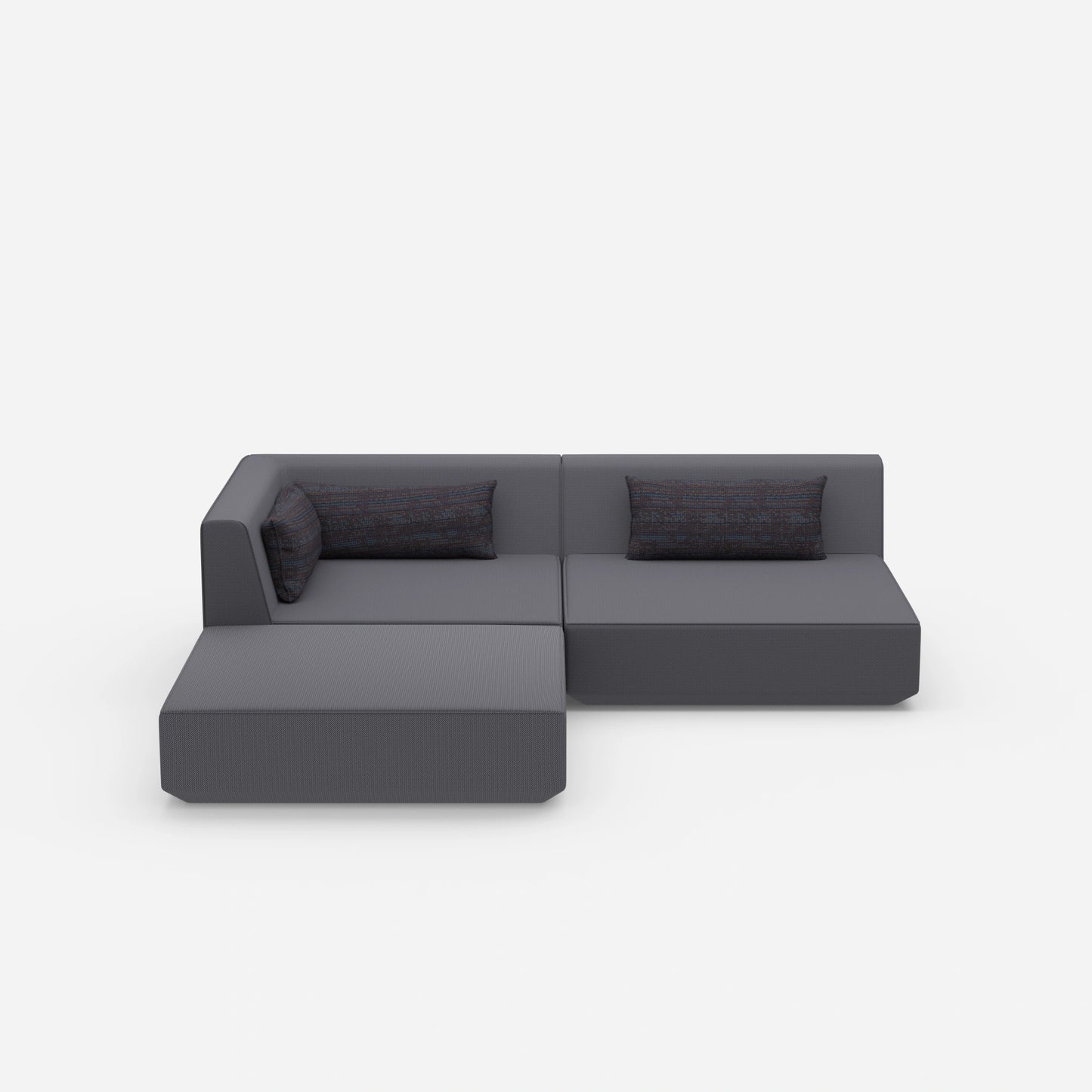 Corner sofa with low seat height from the front