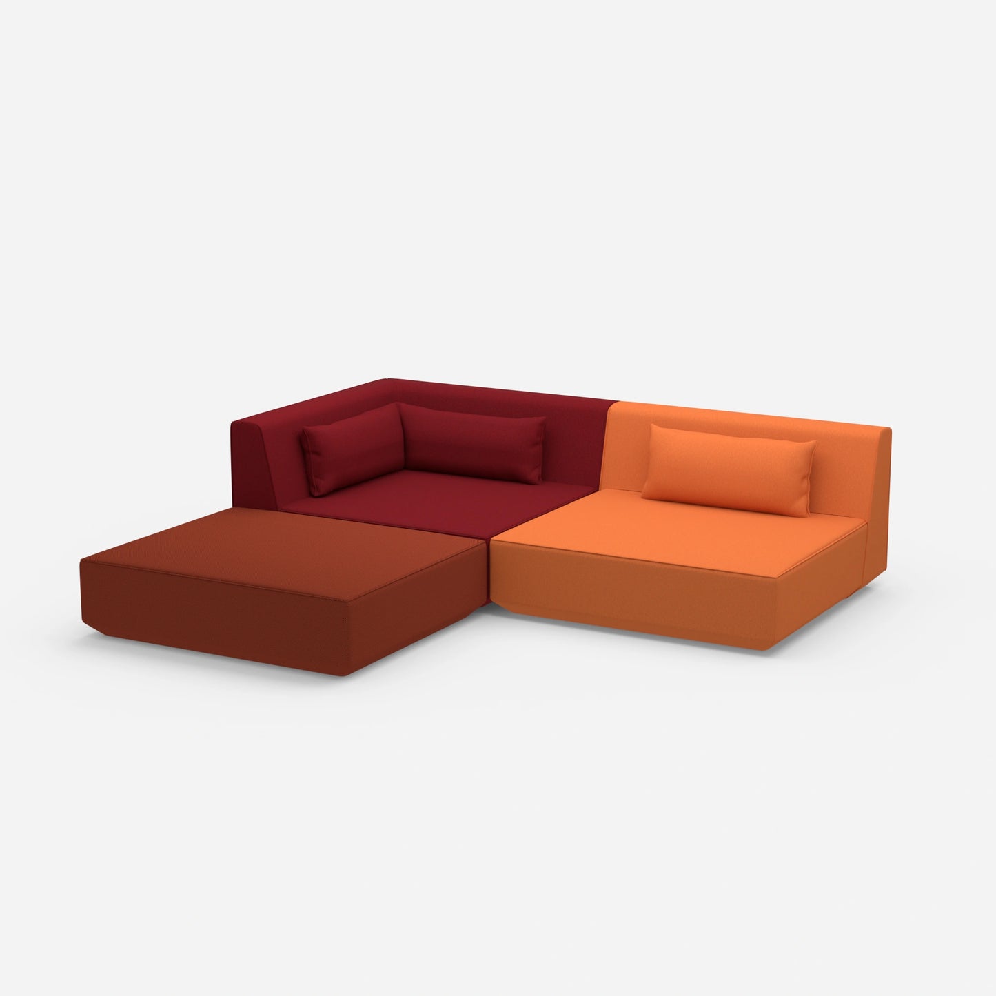 Corner sofa with low seat height from the side