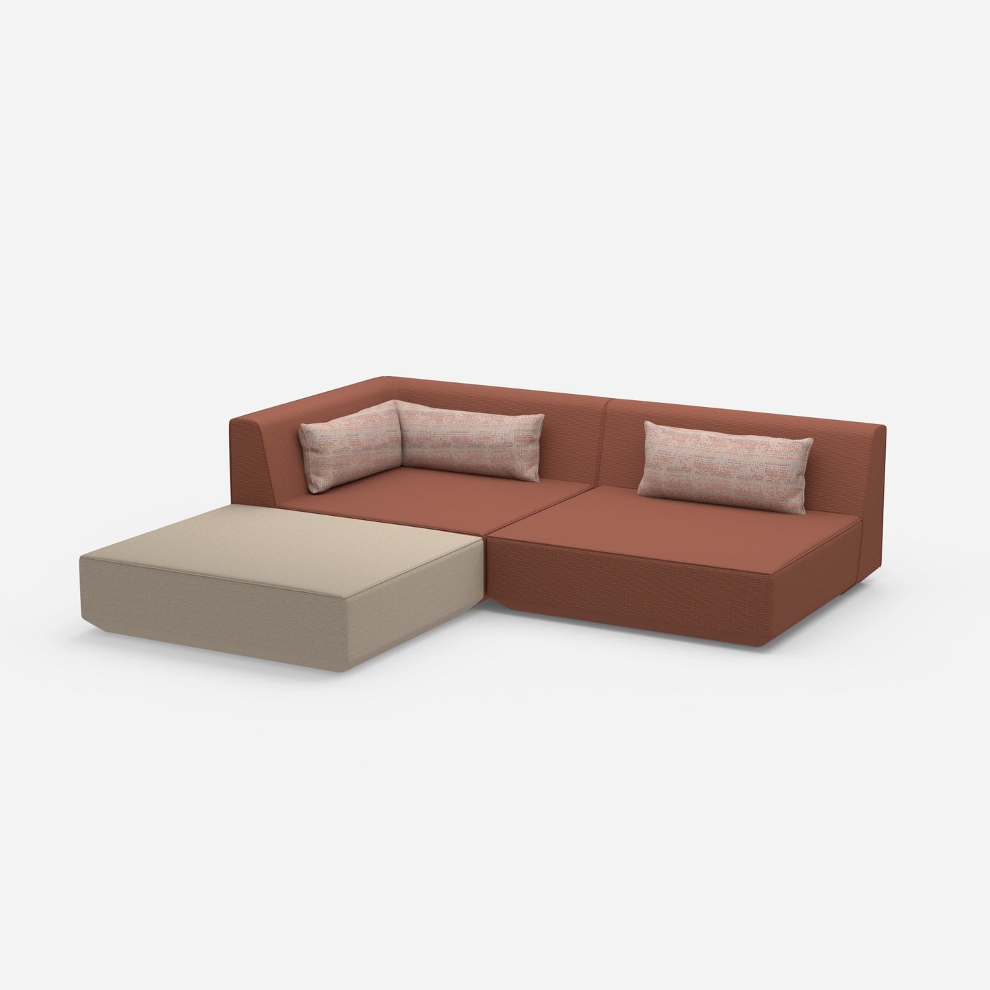 Corner sofa with low seat height from the side
